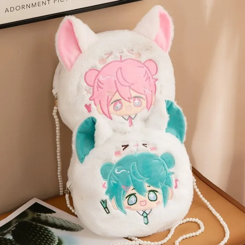 Kawaii Anime Cartoon Hatsune Miku Plush Shoulder Bag Crossbody Bag Coin Purse Storage Mobile Phone Earphone Girls Birthday Gift