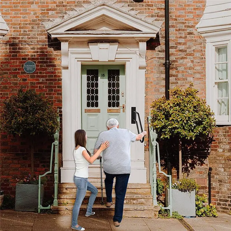 AEE3-1 قطعة درابزين درج أنبوبية آمنة باللون الأسود مناسبة لسلالم التثبيت على الحائط في الداخل والخارج #2