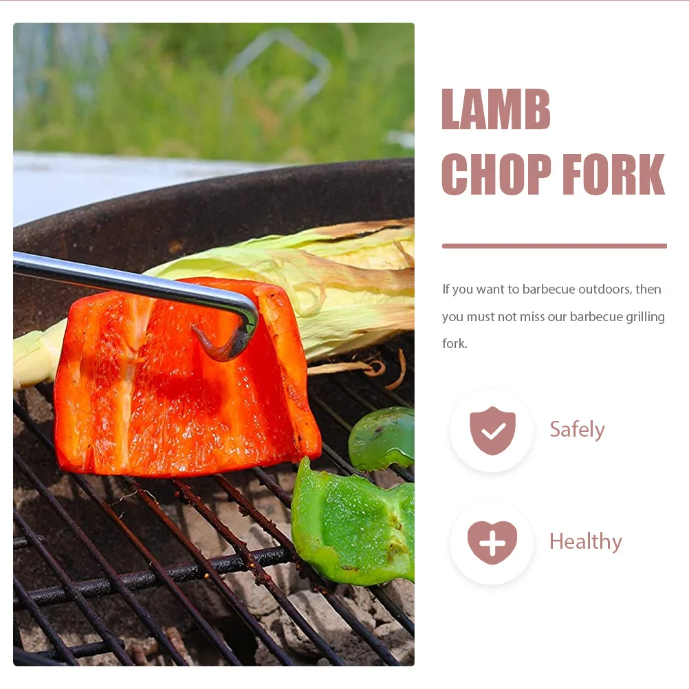 

2Pcs Roasting Fork Stainless Steel Bbq Meat Fork Easy Clean Portable Kitchen Gadget for Holiday Camping Grill Parties