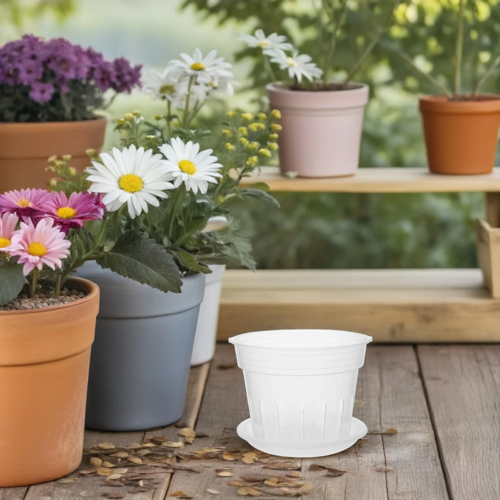 

Clear Plastic Flower Pot High Transparency Pots Mesh Orchid Planter Small Starter Indoor with Tray Orchard Garden
