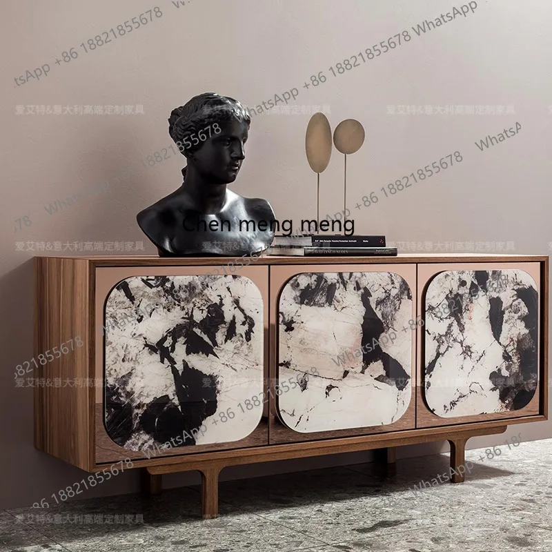 

Nordic light luxury rock slab door cabinet Italian minimalist storage cabinet Solid wood modern simple dining side cabinet