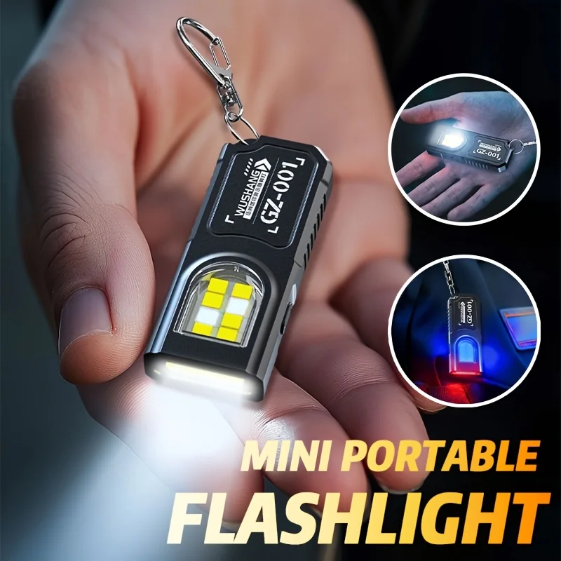 Mini COB LED Keychain Flashlight Type-C Rechargeable Magnetic Torch Portable Work Lamp with Clip Outdoor Camping Emergency Light