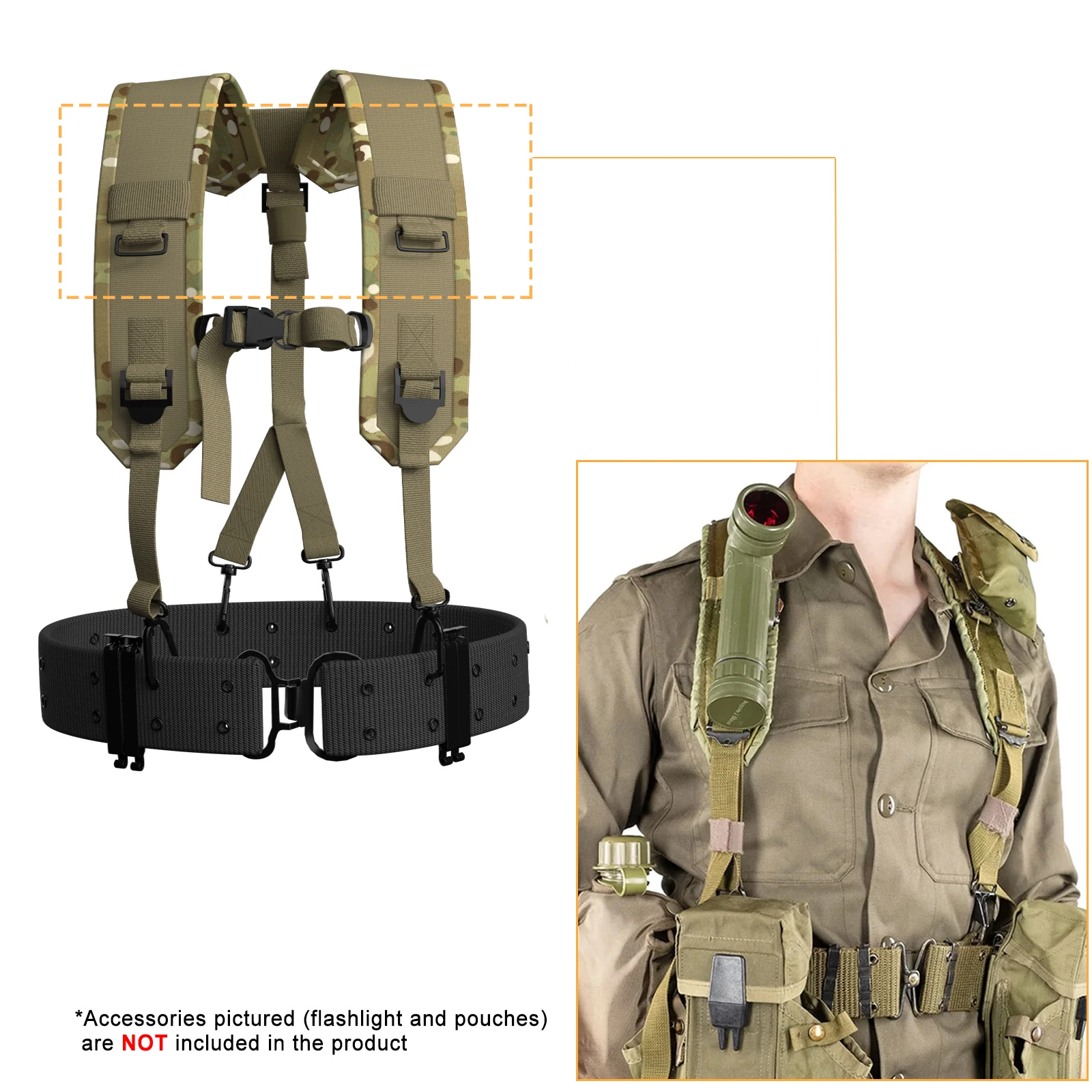 MT Multipurpose Military Alice Butt Pack Molle Webbing Sling Bag for Daily Commuter Backpack ALICE Yoke Rucksack Multicam