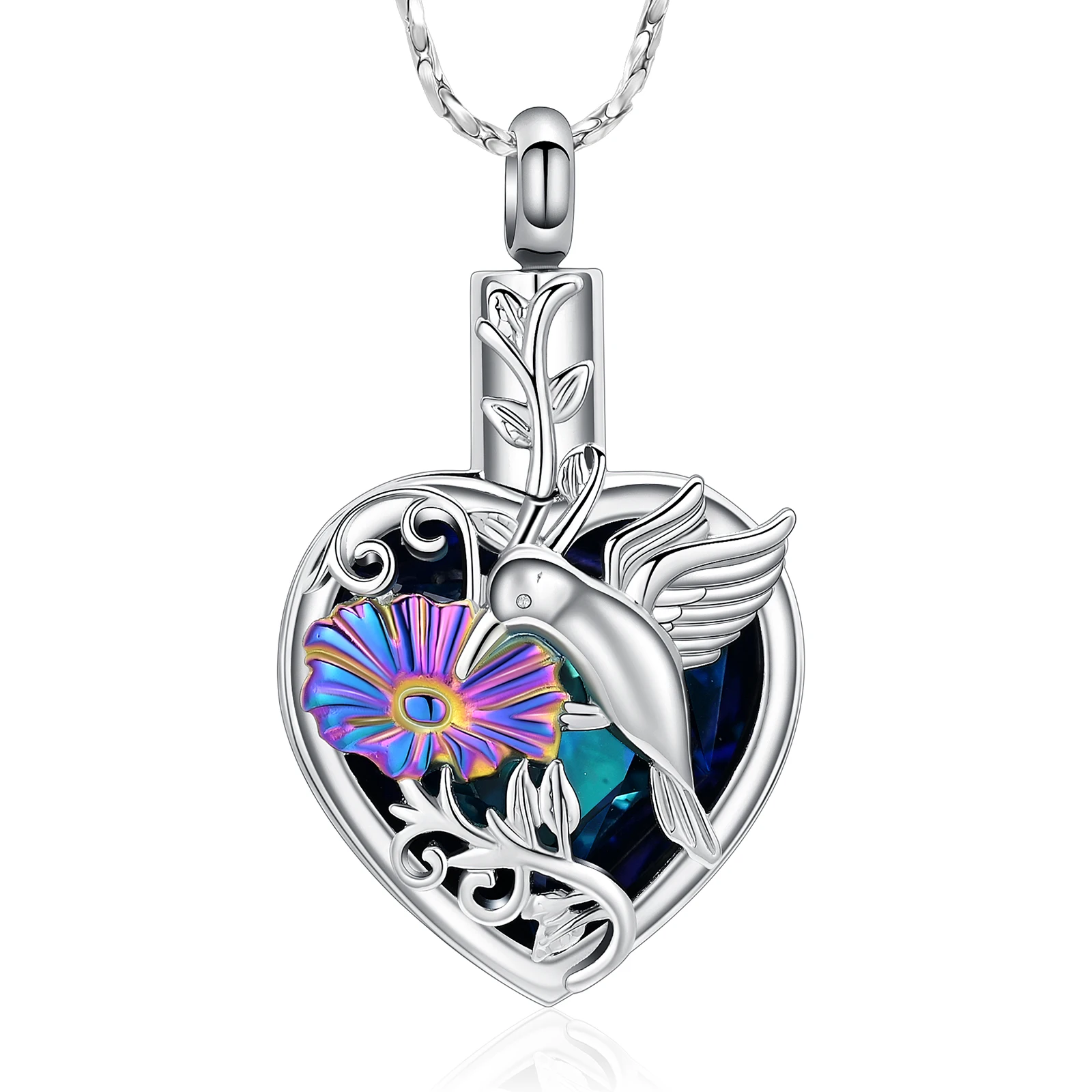 Heart Cremation Jewelry Hummingbird Urn Ashes Necklace for Women Memorial Keepsake Ashes Holder Ashes Jewelry