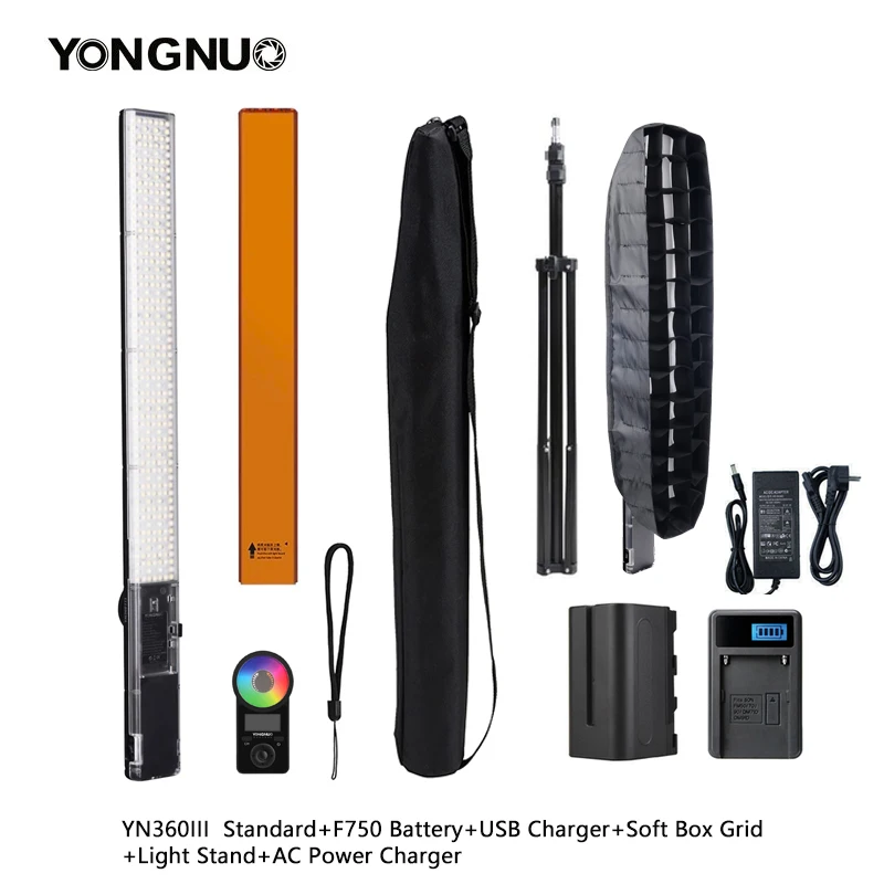 Yongnuo YN360 III YN360III Handheld 3200K-5500K RGB Colorful Ice Stick Tube LED Video Light Touch Adjusting Controlled App