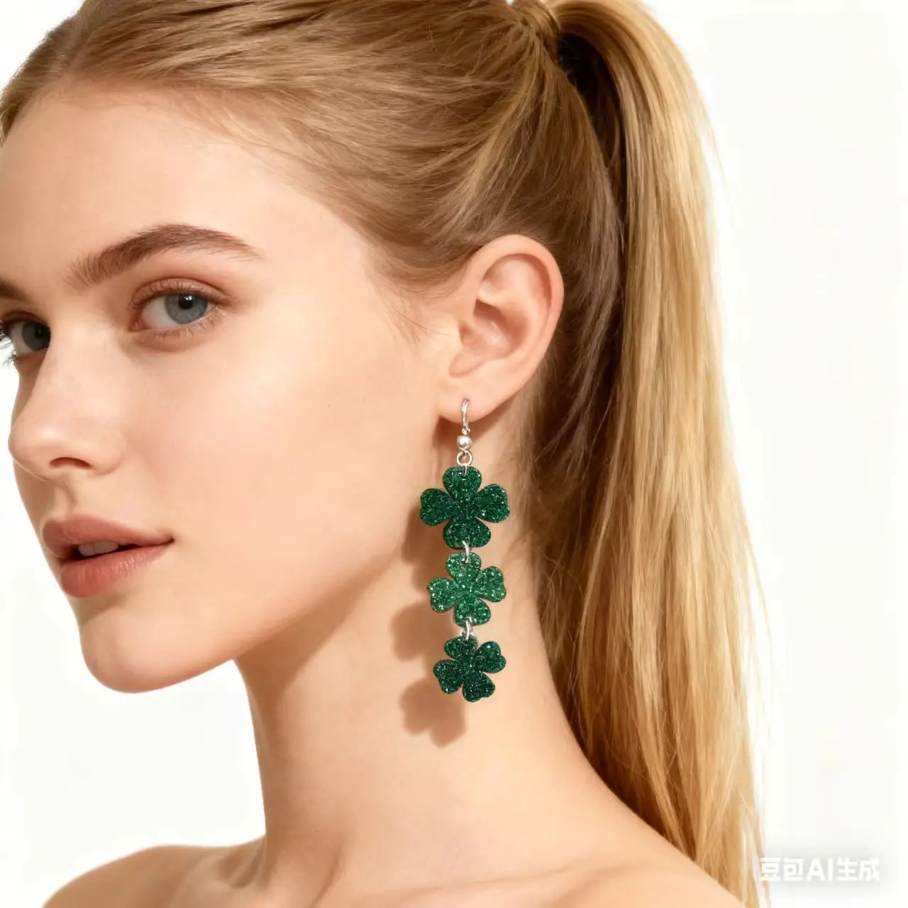 St Patricks Day Green Shamrock Dangle Earrings acrylic clover earrings for women valentine day gift Good Luck jewelry