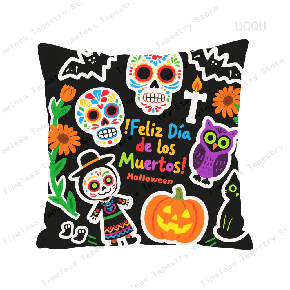 احصل على غطاء وسادة Dia De Los Muertos الممتع مع فن جمجمة السكر المثير لحقيبة وسادة ناعمة ومريحة