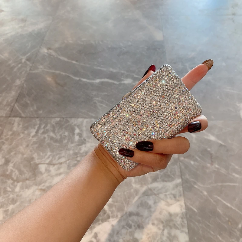 Luxury Sparkling Rhinestone Cigarette Case Portable Cigar Box Can Hold 20 Thin Cigarettes Smoking Accessories Cigarette Tool