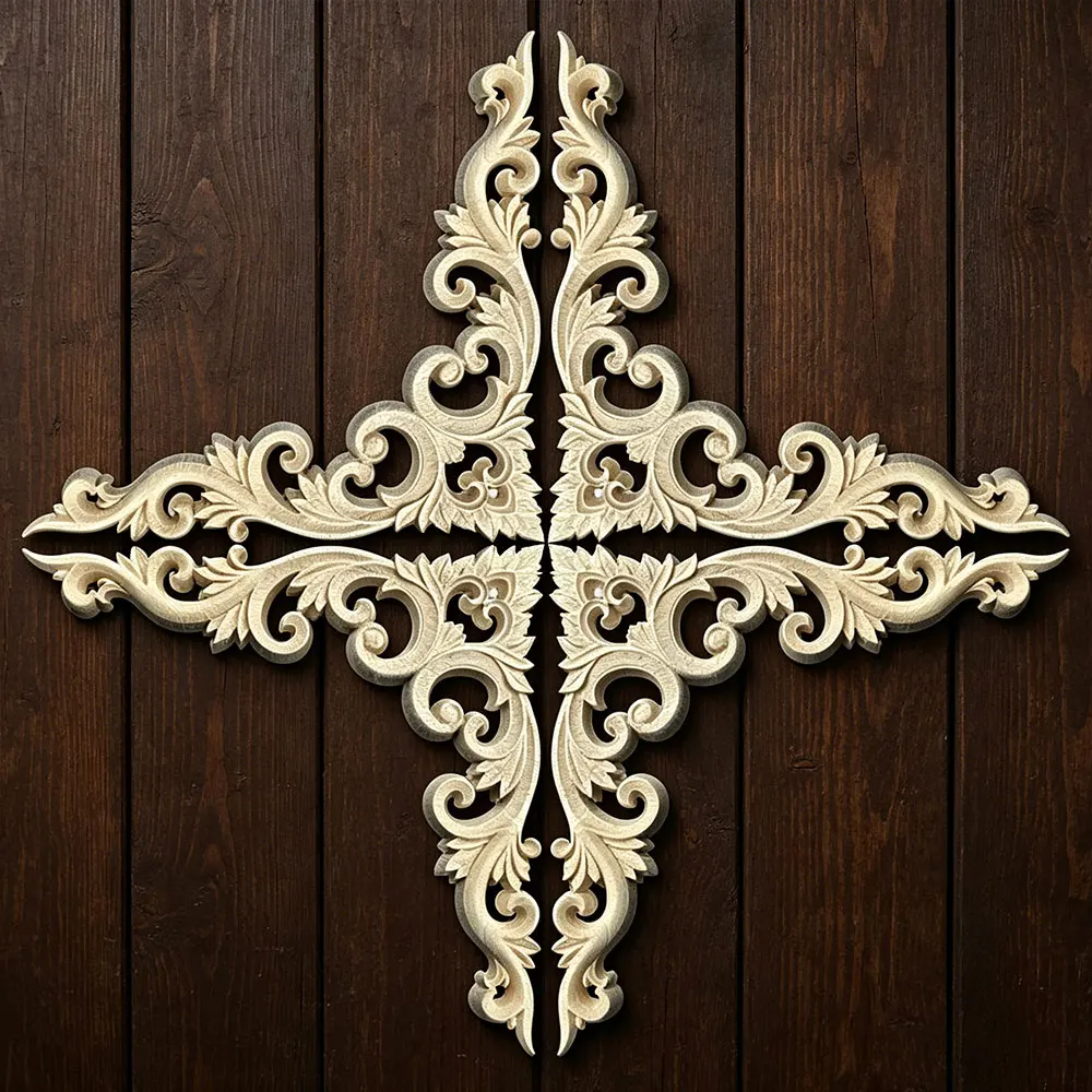 

10-30cm Upright Unpainted Woodcarving Decal Corner Strip Applique Frame Home Furniture Wall Cabinet Door Decor Miniature