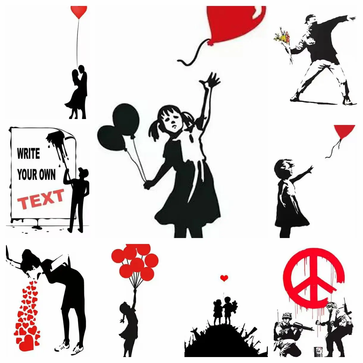 Fille et ballon rouge, Art Banksy, Personnages nordiques, Broderie diamant 5D DIY, Point de croix complet à perles rondes, Décoration intérieure