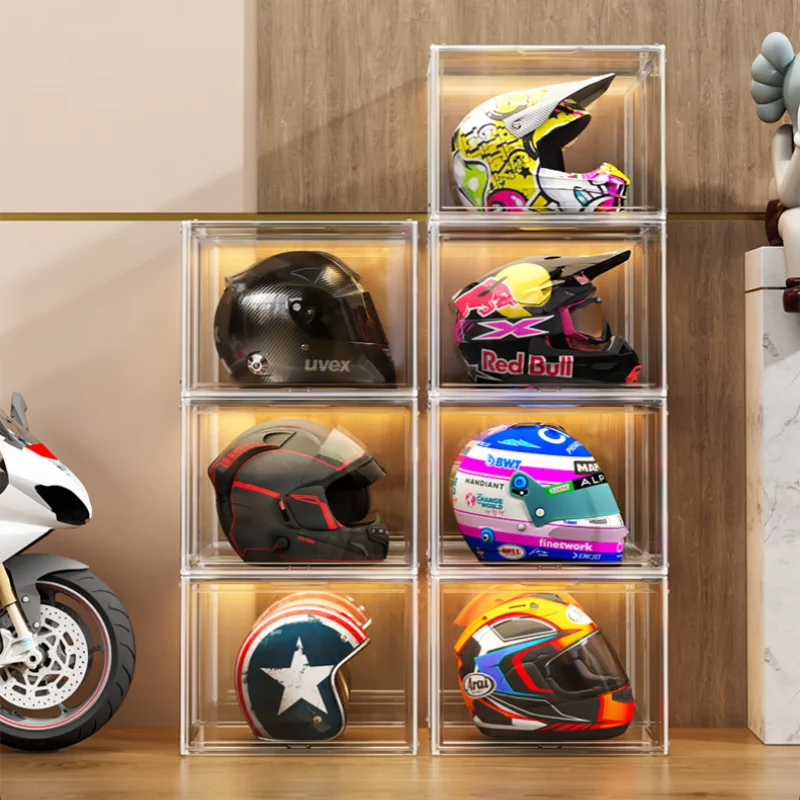 Multifunctional helmet light thick storage cabinet Motorcycle household Gundam collectible display box transparent storage rack