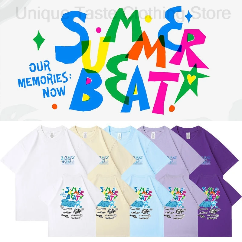 

TWS Summer Beat футболка Kpop модные свободные хлопковые футболки с короткими рукавами женские и мужские корейские популярные футболки с буквенным принтом для фанатов