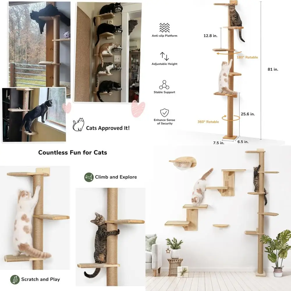 

5-уровневое настенное кошачье дерево для скалолазания, царапин и игр