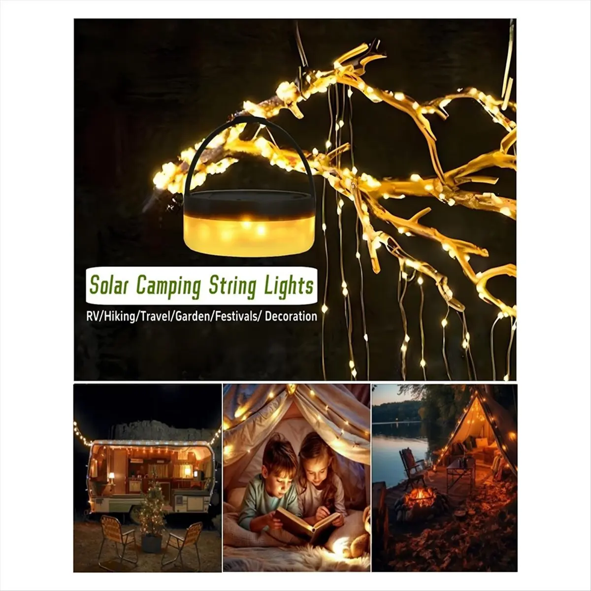 

Okay Solar Camping String Lights, 32FT Hanging Fairy String Lights 100LEDs, Portable Waterproof Camping Lamp, Remote Control