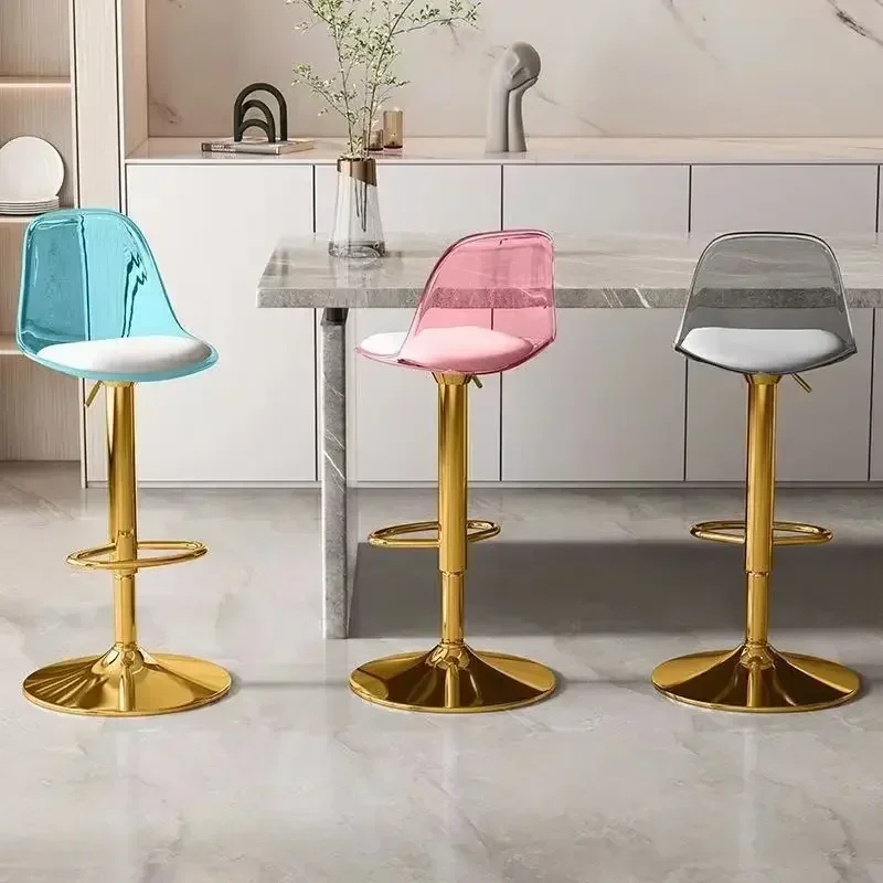 Display Swivel Bar Stools Adjustable Acrylic Light Luxury Lounge High Chairs Relaxing Salon Party Accent Chaise Hotel Furniture