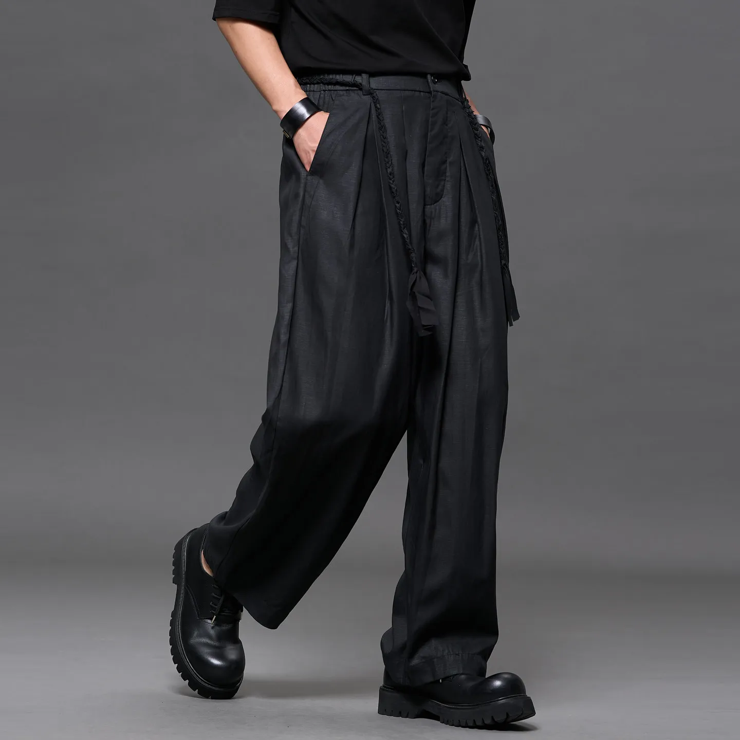 Quality Linen Wide-Leg Pants Japanese-Style Retro Casual Old Money Style Loose Men's Bloomers