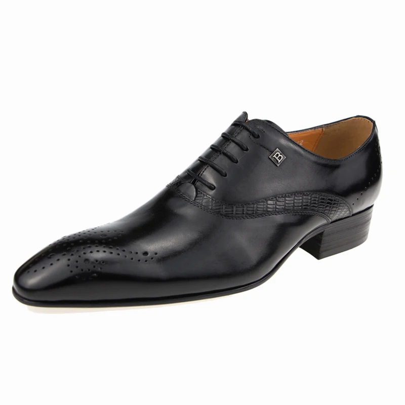 Luxury British Style Men Shoes Genuine Shoes for Lace Up Top Layer Cowhide Sapato Dress Office Wedding Shoe Factory Custom Made