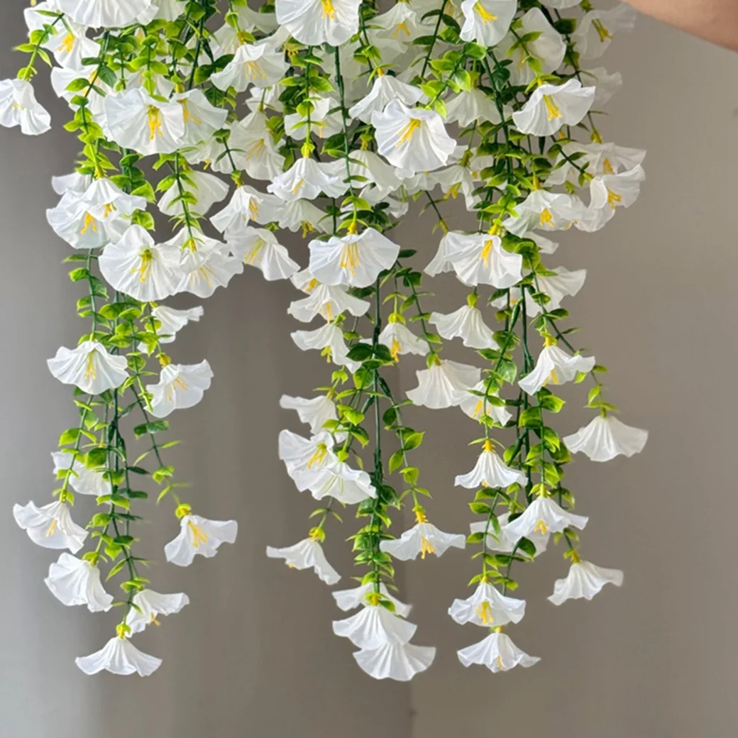 5 Stück künstliche 69-köpfige Trompetenblumen-Girlande, Wanddekoration für Zuhause, Garten, Hochzeit, künstliche Blumen, Rattan, Party- und Eventdekoration – Detail 15