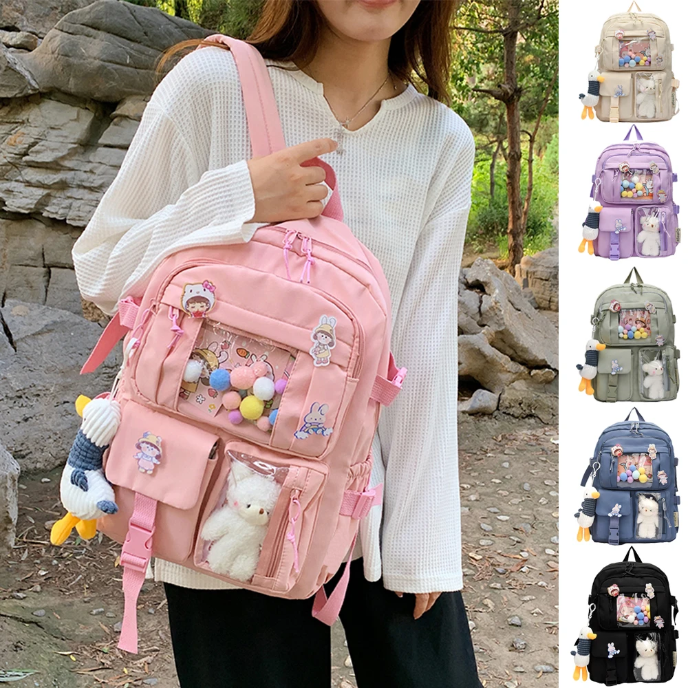 

Рюкзак большой емкости с несколькими карманами, дорожная сумка, рюкзак для ноутбука, повседневные сумки для книг, включая подвески