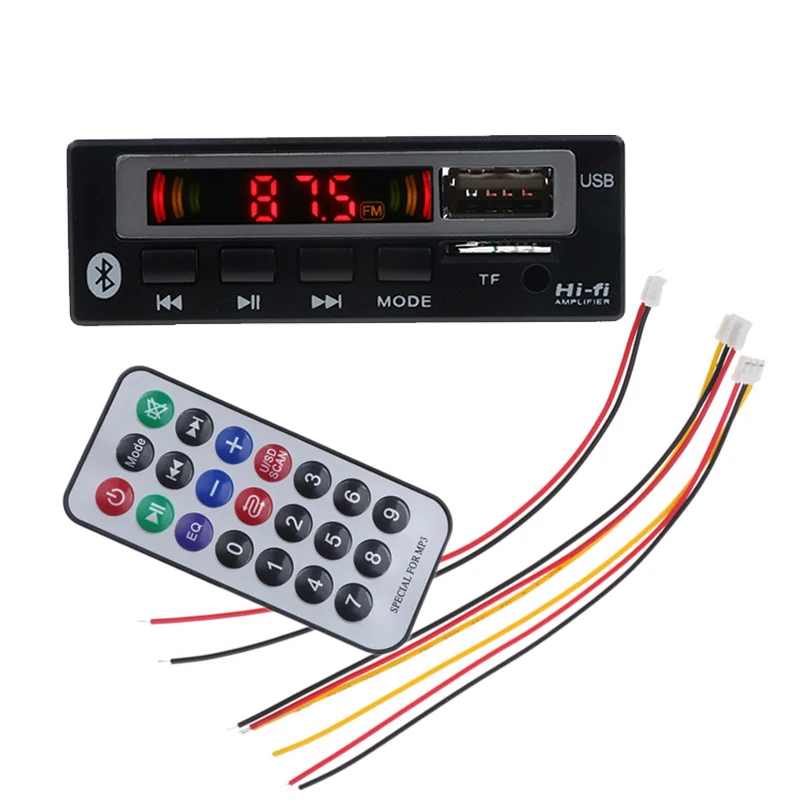 Bluetooth 5.0 Wireless MP3 Player Decoder Board 12V FM Radio USB TF AUX Audio Module for 12V Car Kit