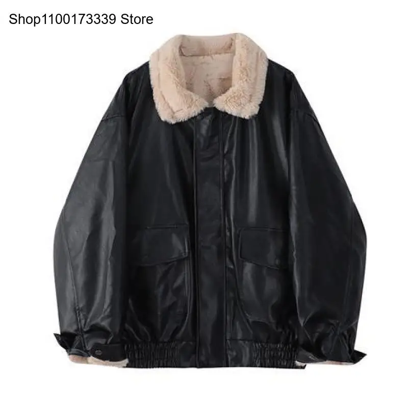 Leather Women\'s Fashion Elegant Leather Jacket Autumn and Winter Jacket Zipper Retro Biker Jacket