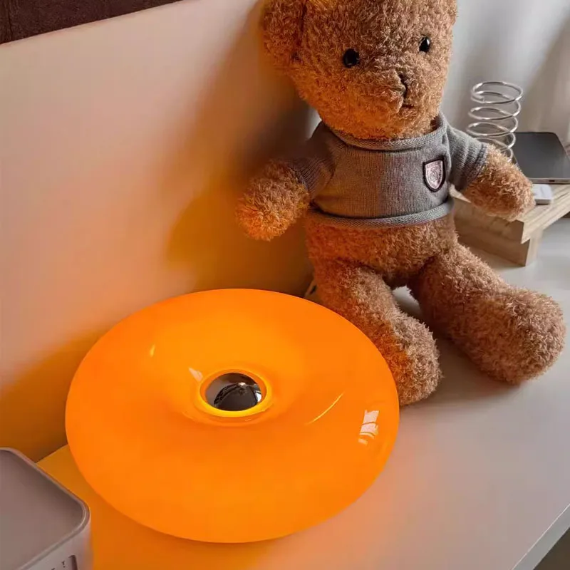 Nordic LED Wall Light Cream Doughnut Wall Sconce with Touch Switch Modern Minimalist Bedside Lamp Bedroom Living Room Decor view 3