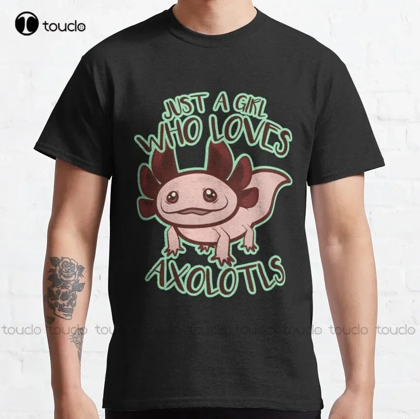 Vintage Axolotls Just A Girl Who Loves Axolotls Classic T-Shirt Women Shirts Fashion Creative Leisure Funny Harajuku T Shirts