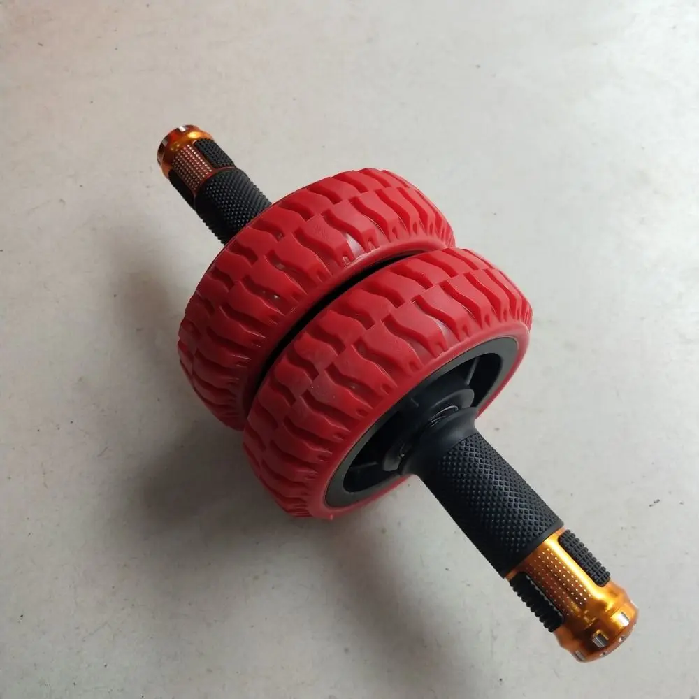 Ergonomic Grip Double-Wheel Ab Roller Non-slip Wheel Solid Steel Core Workout Equipment Silent Operation Double Bearing