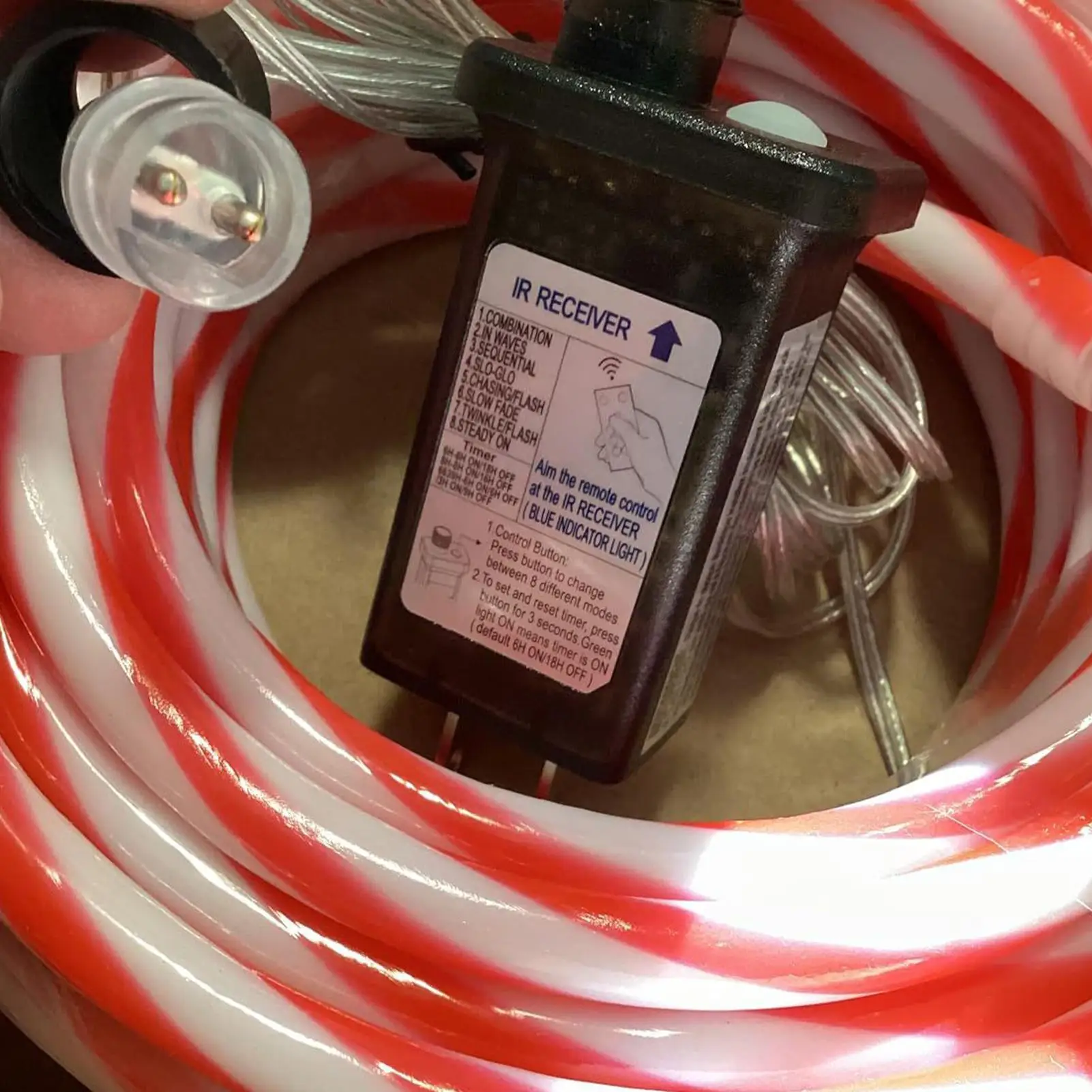 مقاوم للماء 33FT LED قصب الحلوى حبل ضوء في الهواء الطلق الأسلاك النحاسية الحلوى نمط سلسلة ضوء 8 طرق أضواء زينة حفلات عيد الميلاد