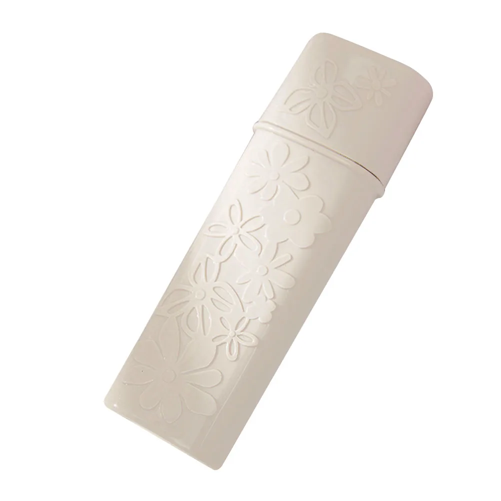 Estojo de escova de dentes compacto para viagem, suporte portátil para escova, protetor para acampamento, caminhadas, banheiro, bege