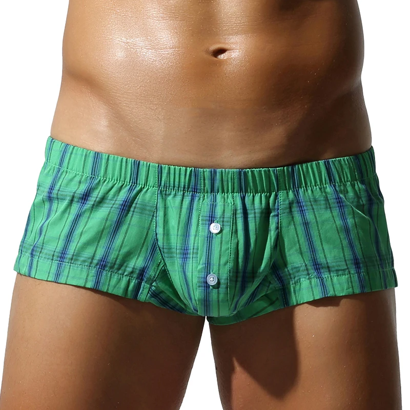 Herren Casual Karierte Boxershorts, Locker Geschnitten, mit Knopfverschluss Vorne, Weich, Atmungsaktiv, Schlafunterwäsche, Herren-Lounge-Shorts