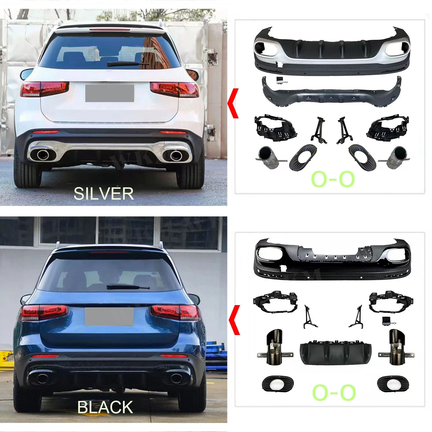 Rear Bumper Lip Diffuser For Mercedes Benz GLB X247 GLB180 200 GLB35 AMG 2019+ ABS Rear Lip Spoiler With Exhaust Tip Body Kits