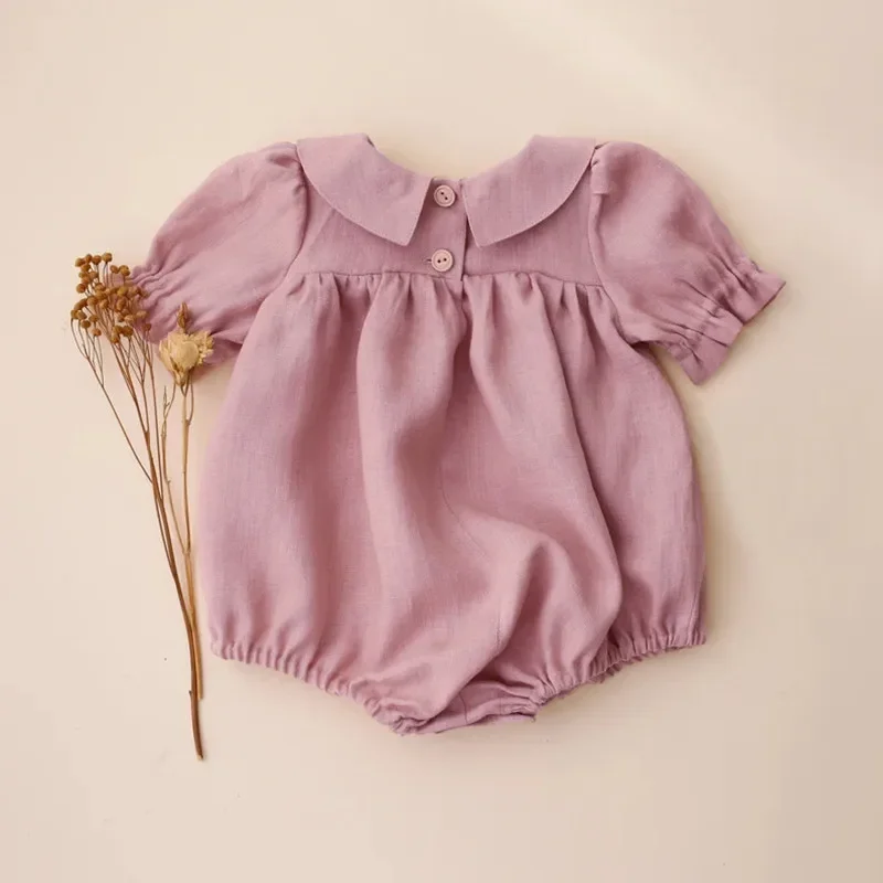 Princess Baby Girl Romper Summer Cotton Linen Infant Jumpsuit Todder Baby Costume for 3-24M