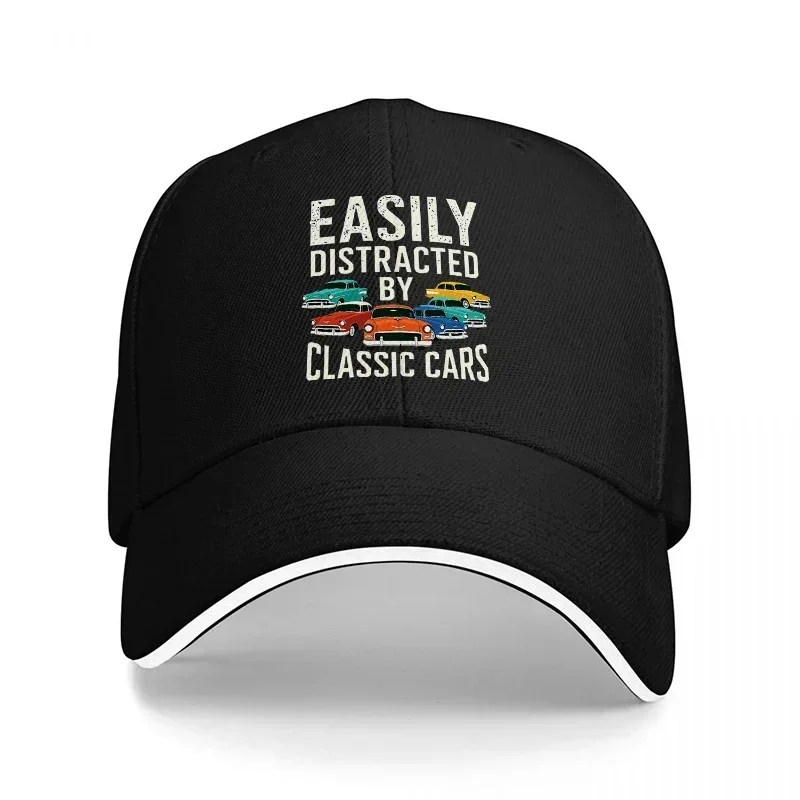 New EASILY DISTRACTED BY CLASSIC CARS BASEBALL CAP WITH VINTAGE AUTOMOBILE DESIGN FOR CAR ENTHUSIASTS AND RETRO STYLE LOVERS