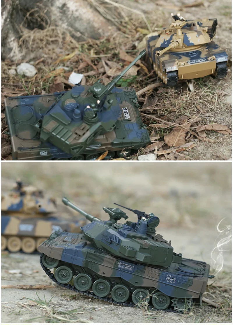 

Upgrade RC Tank 1:16 2.4G Smoke BB Bullet Remote Control RC Battle Germany Tiger 2A6 Remote Control Military Main Tank Toy Gifts