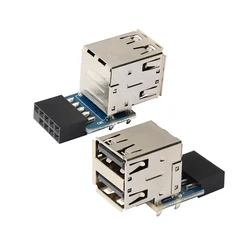 Hot Sale USB 2.0 Motherboard Header 9pin Motherboard to 2 Ports USB 2.0 Dual USB A 9 Pin Female Adapter Converter