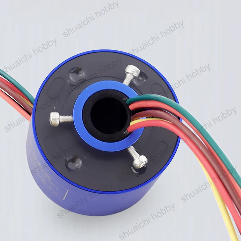 1PCS DC 220V 15A 6CH Through Hole Conductive Slipring AWG14 Wire 360° Rotation Slip Ring for PTZ Packaging Machine Robotic Arm