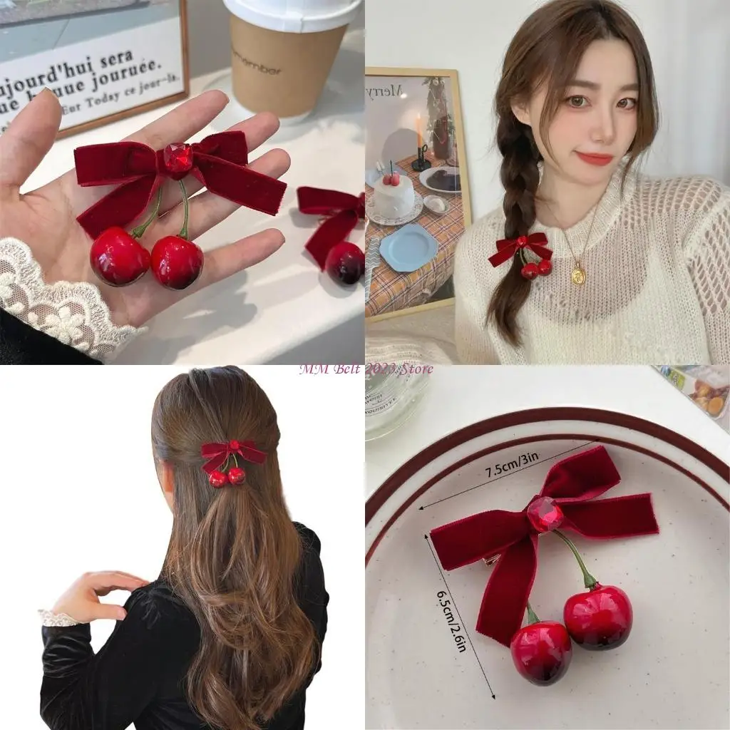 

49ME 1pc/2pcs Hair Clip for Girls Harajuku Velvets Bowknot Teens Halloween Hair Clip