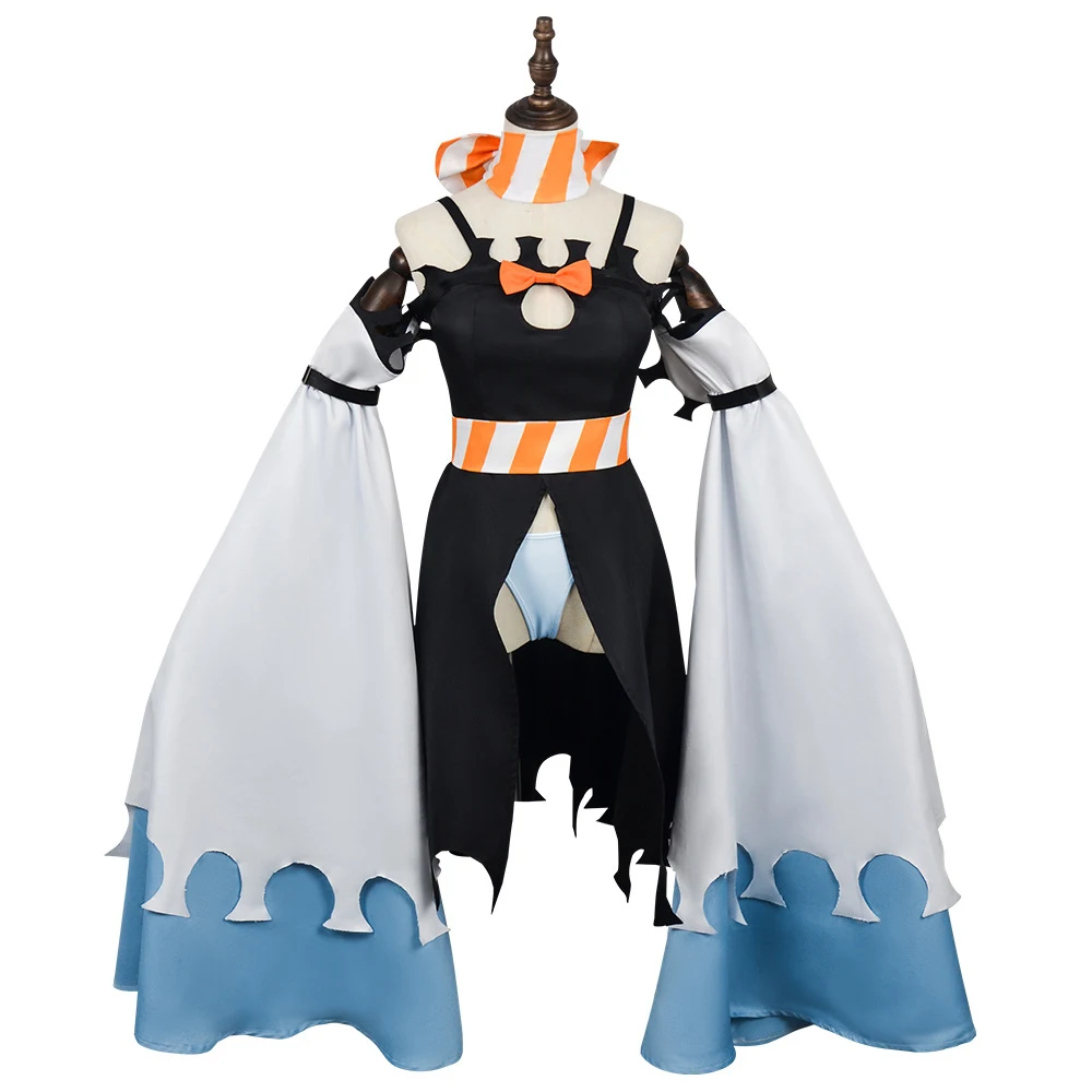 

Anime Inspired Demon Girl Amo Cosplay Costume Complete Set Dress With Detachable Sleeves Scarf Halloween Carnival Party Wear