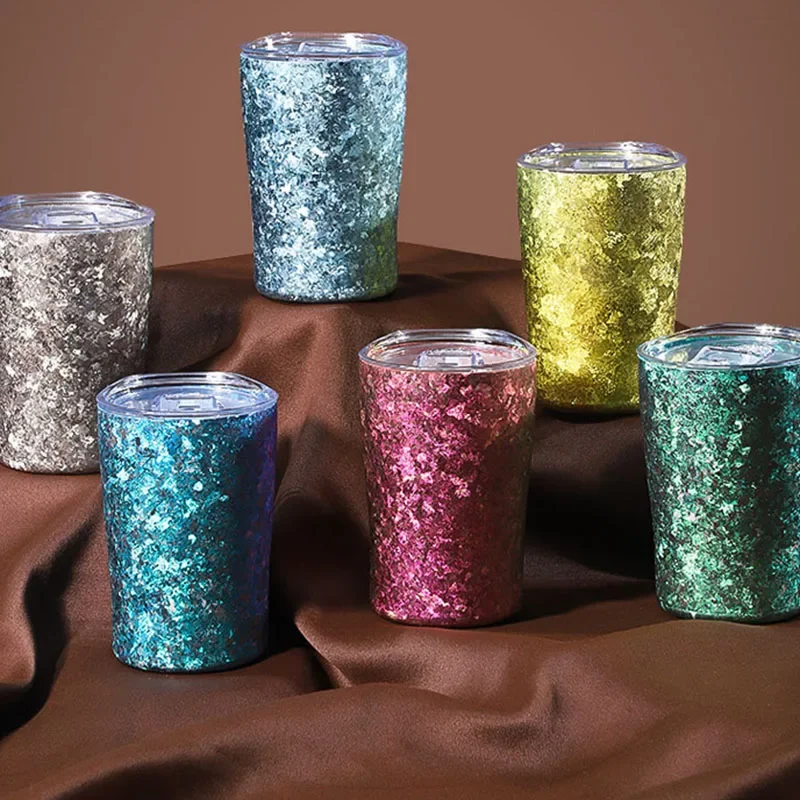 300ml Pure Titanium Beer Mug/Coffee Mug With Lid,Double-layer,Heat Insulation And Anti-scalding,Crystalline,Portable Water Cup