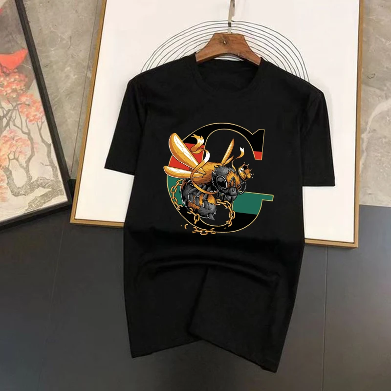 Camiseta de manga corta estampada de marca de lujo a la moda para primavera y verano, camiseta holgada, moderna, informal y versátil
