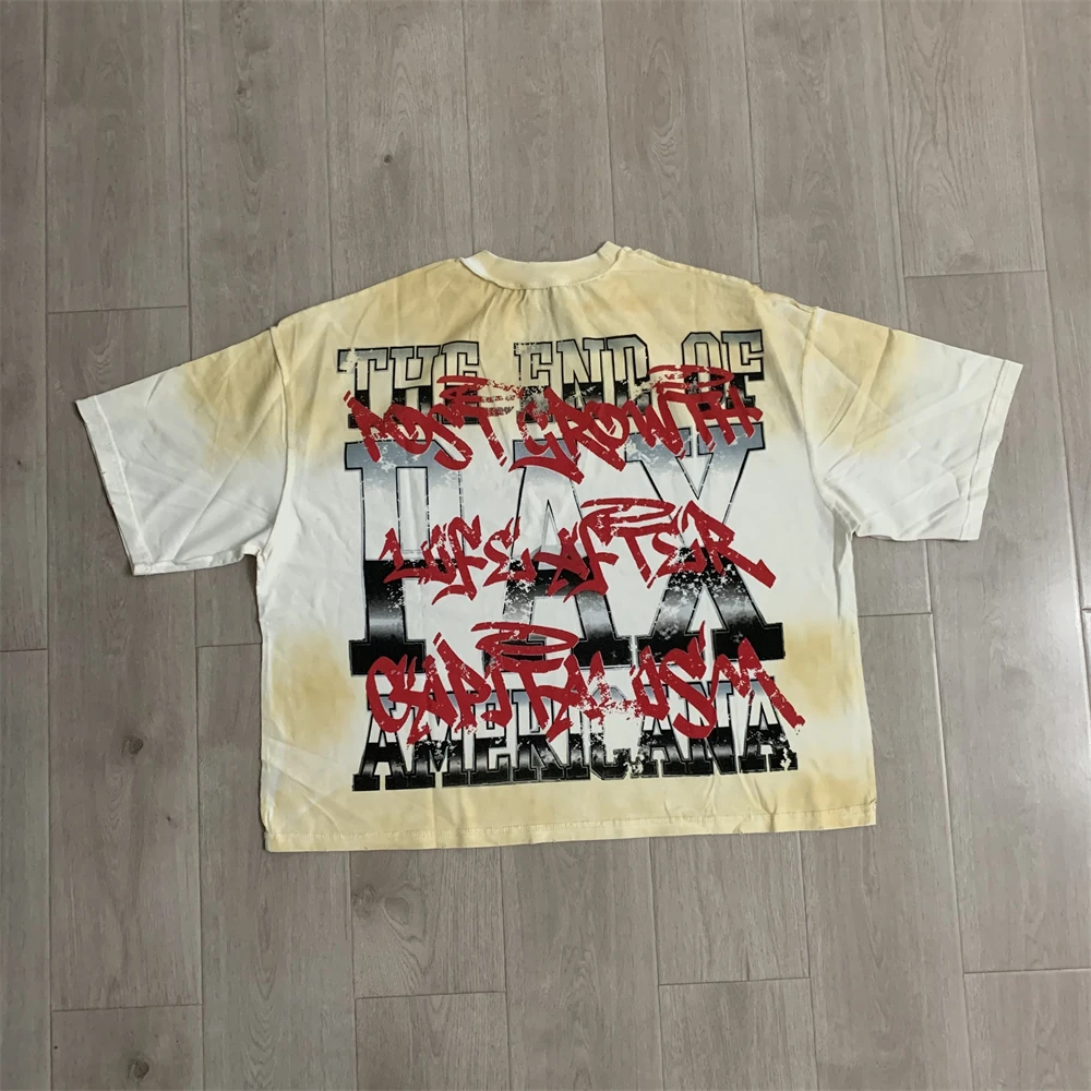 RARE PEACE Trust No One Graphic Crop Tee Oversize hiphop T Shirt Men Women Best Quality Tee Tops T-Shirt