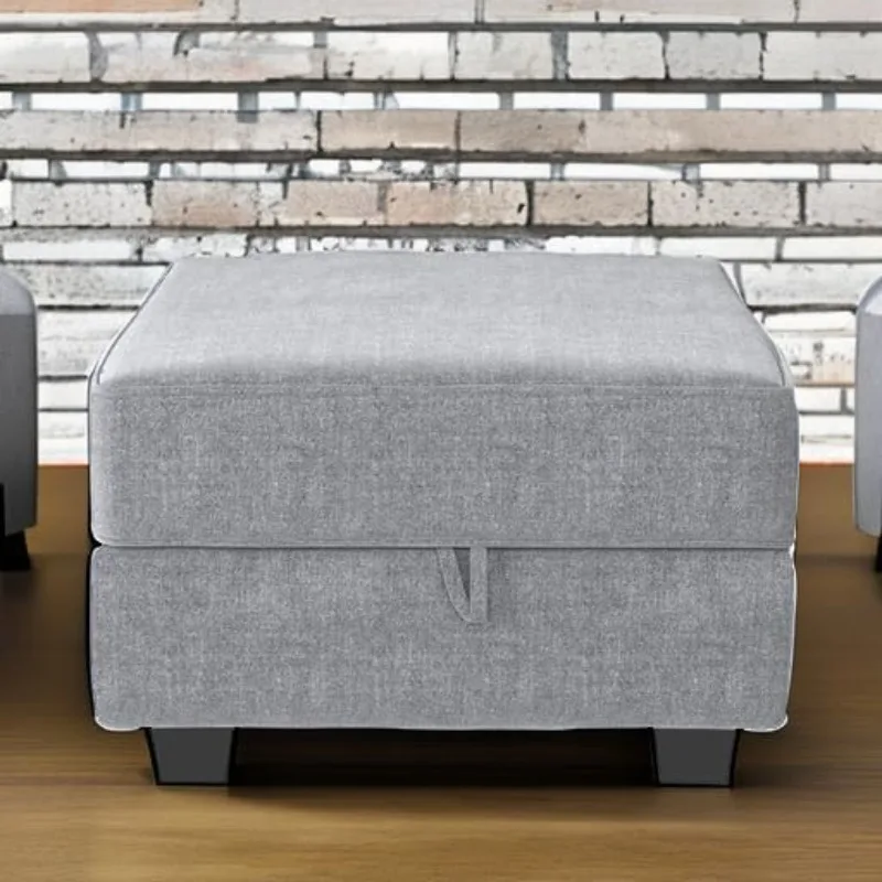 Square Ottoman Module for Modular Sofa Couch, Grey