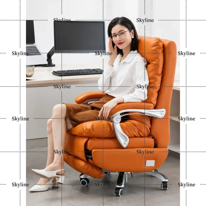 for Leather Boss Chair Home Office Reclining Nap Swivel Classroom Study Electric Computer Chair