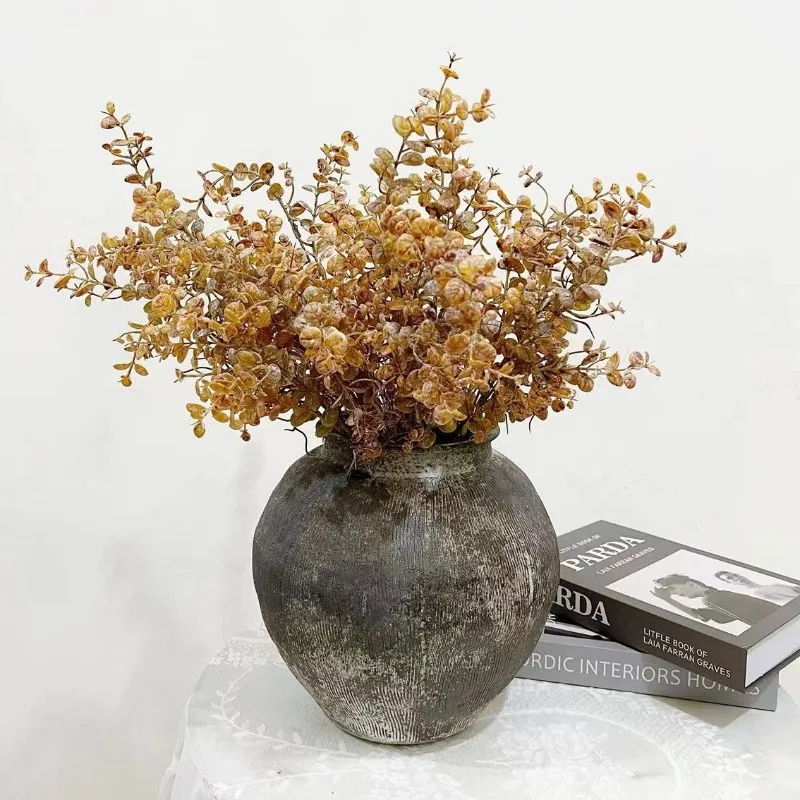 Lebensechte 9-köpfe künstliche kleine Blätter Eukalyptus Retro gefälschte Blumen langer Zweig für Zimmer Hochzeit ländliche Außendekoration – Detail 1