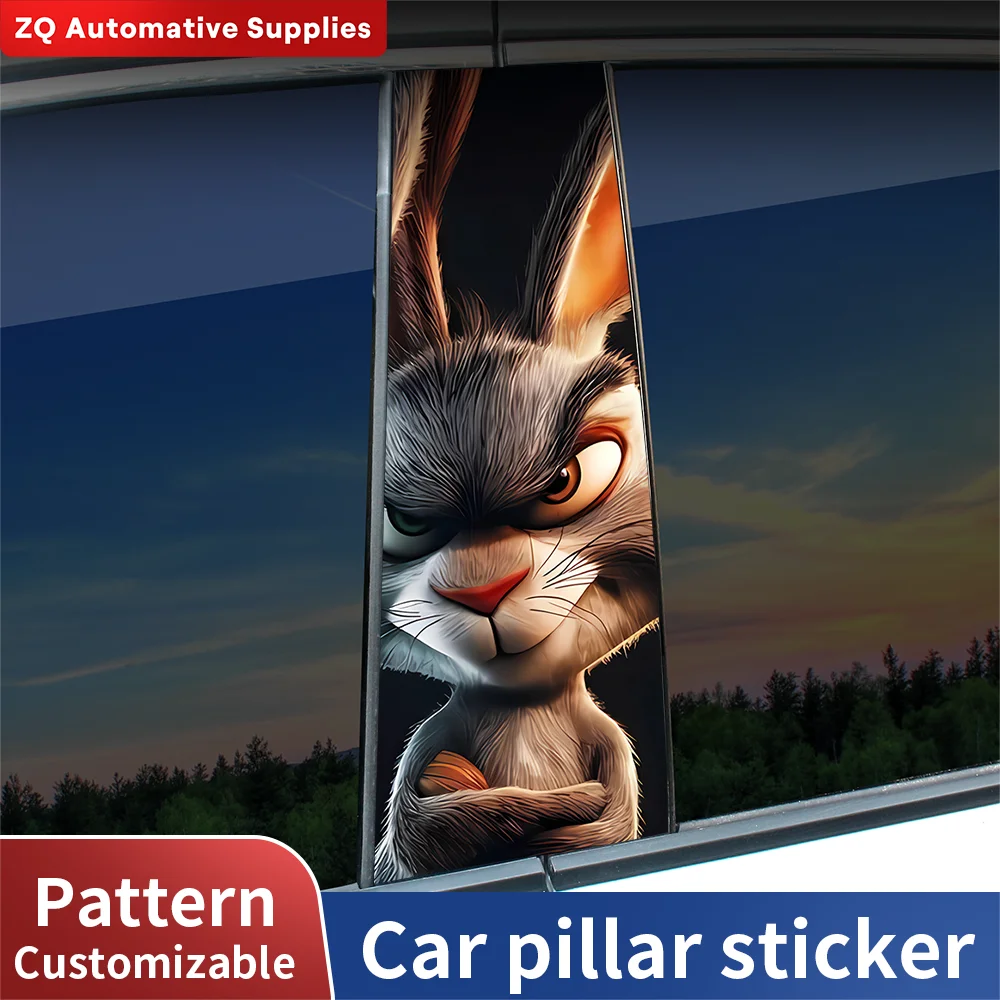 

Tricky Rabbit Car Stickers Auto B Pillar Waterproof Center Column Decor Cover Scratches Car Doors Pillar Decals Auto Accessories