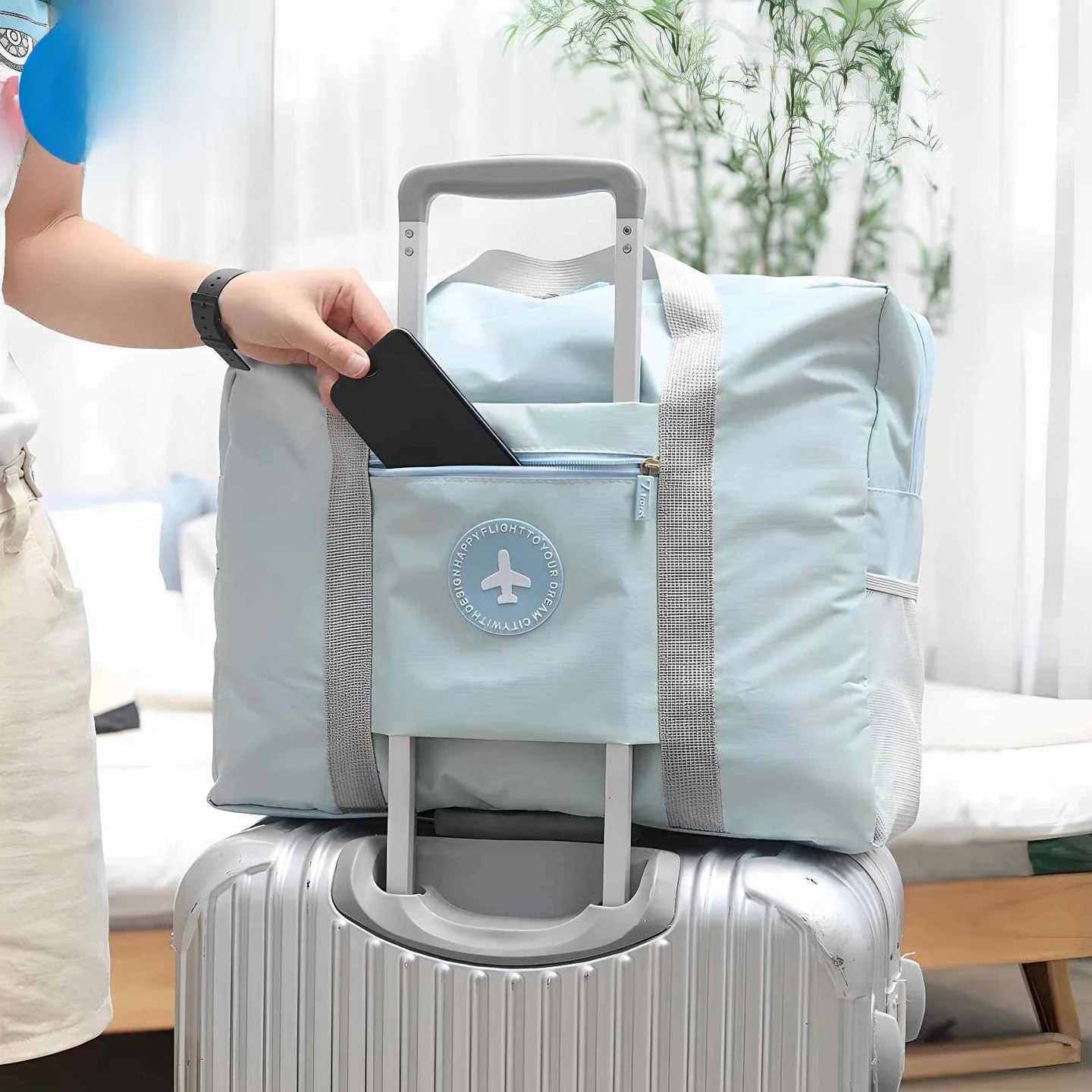 

Складная дорожная сумка, ручная сумка-тоут, сумка для ручной клади, сумка на колесиках для путешествий, мягкая ручка, корейский стиль, цвета конфет, сумка Sle ex