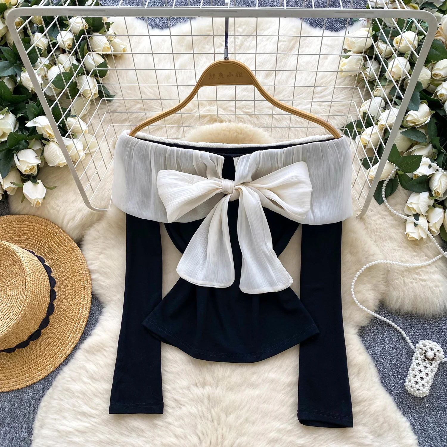 

Women Korea Dinner Banquets Party Date Tops Shirts Lady Slash Neck Bow Sweet Winter Blouse Female Birthday Festival Holiday Tops