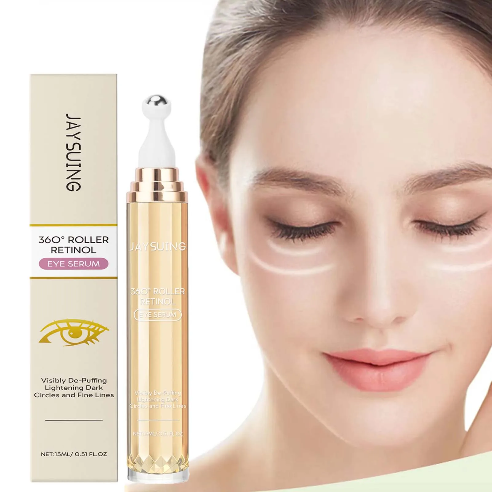 

Retinol Roller Eye Serum Hydrating & Firming Lightening Dark Circles Remove Eye Bags Anti-Puffiness Fade Fine Line Eye Treatment