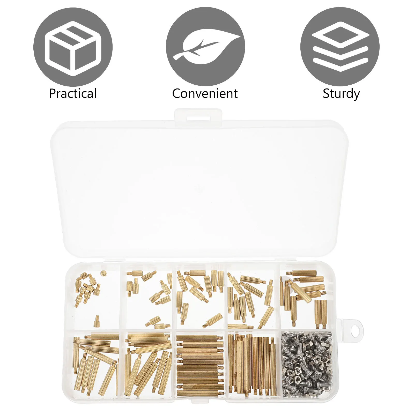 

270Pcs Threaded Nut Fastener Connectors Single Head Knurled Copper Columns Practical Furniture Screws Replacement Accessories